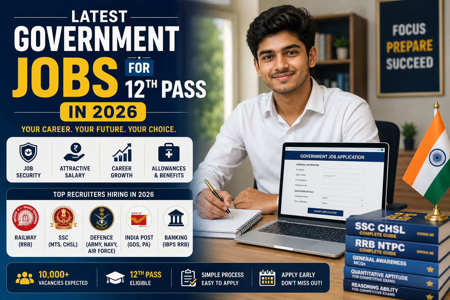 latest government jobs for 12th pass in 2026