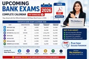 Upcoming bank exams calendar 2026 PDF showing IBPS SBI exam dates